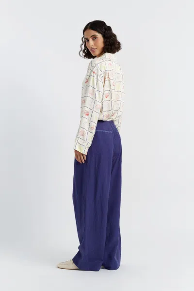 Chinti & Parker Blue Tencel-linen Pleat Trousers