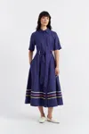 Chinti & Parker Starboard Linen Blend Dress In Blue