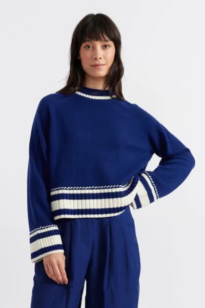Chinti & Parker Blue Wool-cashmere Guernsey Sweater