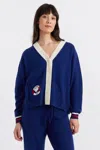 Chinti & Parker Blue Wool-cashmere Snoopy Nautical Cardigan In Blue