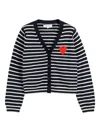 Chinti & Parker Breton Heart Striped Cardigan In Blue