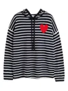 Chinti & Parker Breton Heart Striped Hoodie In Blue
