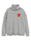 Chinti & Parker Breton Heart Striped Roll-neck Sweater In Neutral