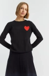 Chinti & Parker Breton Heart Wool & Cashmere Sweater In Black