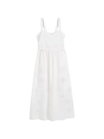 Chinti & Parker Broderie Midi Dress In White
