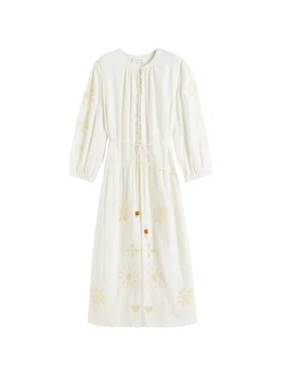 Chinti & Parker Broderie Midi Dress In White