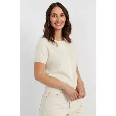 Chinti & Parker Brushed Cashmere Button-front Knit Tee In White