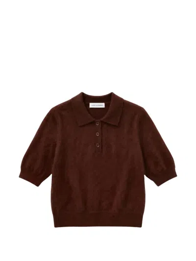 Chinti & Parker Brushed Cashmere Polo-collar Sweater In Brown