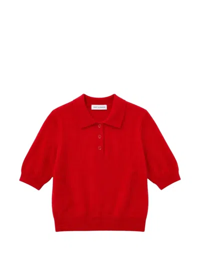 Chinti & Parker Brushed Cashmere Polo-collar Sweater In Red