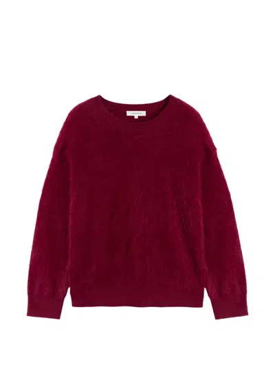 Chinti & Parker Brushed-finish Crew-neck Sweater In Burgundy