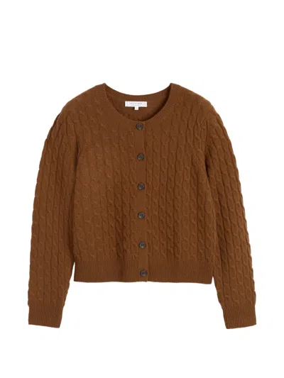Chinti & Parker Cable-knit Cashmere Cardigan In 브라운