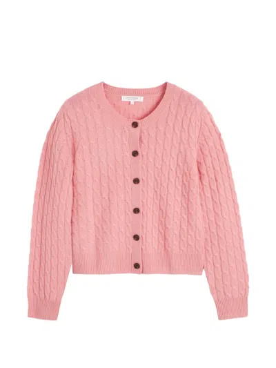 Chinti & Parker Cable-knit Cashmere Cardigan In Pink
