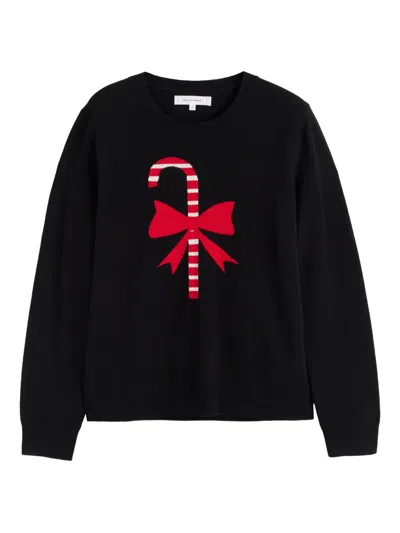 Chinti & Parker Candy-cane Sweater In Black
