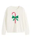 Chinti & Parker Cream Wool-cashmere Candy Cane Sweater In White