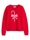 Chinti & Parker Velvet-red Wool-cashmere Candy Cane Sweater In Red