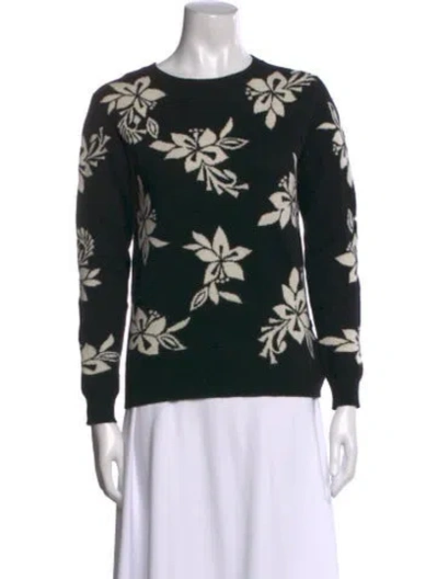 Pre-owned Chinti & Parker Cashmere Floral Print Sweater In Black