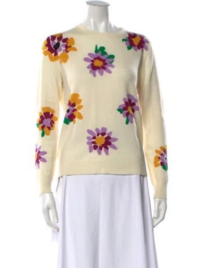 Pre-owned Chinti & Parker Cashmere Floral Print Sweater In Neutrals
