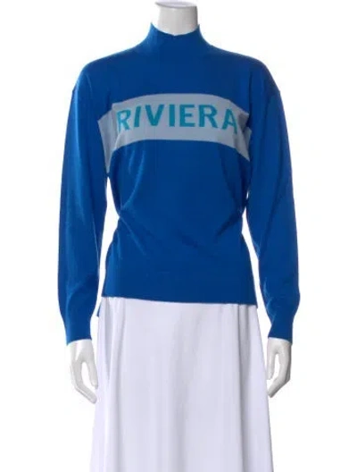 Pre-owned Chinti & Parker Cashmere Graphic Print Sweater In Blue