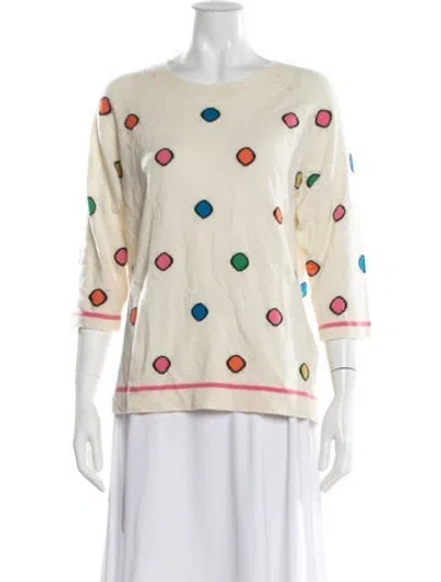 Pre-owned Chinti & Parker Cashmere Polka Dot Print Sweater In Neutral