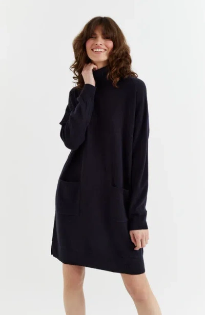 Chinti & Parker Cashmere Rollneck Dress In Blue