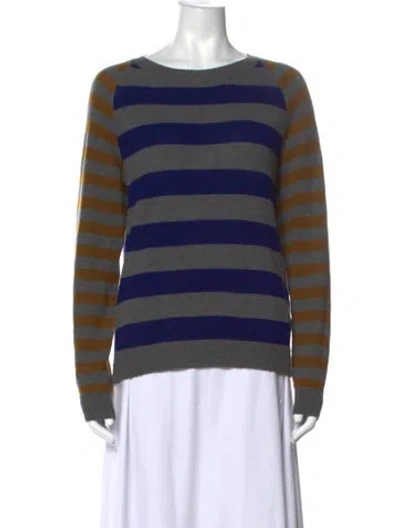 Pre-owned Chinti & Parker Cashmere Striped Sweater In Blue