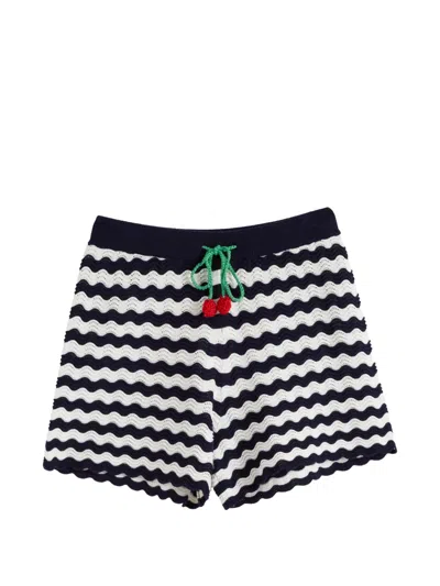 Chinti & Parker Cherry Crochet Shorts In Blue