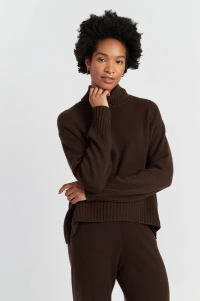 Chinti & Parker Chocolate Pure Cashmere Relaxed Rollneck Sweater In Brown