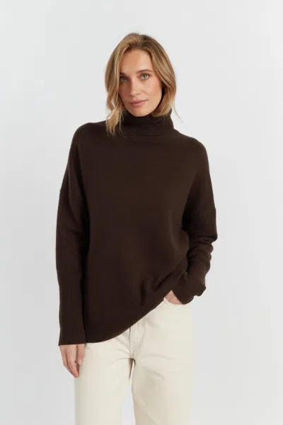 Chinti & Parker Chocolate Pure Cashmere Relaxed Rollneck Sweater In Brown