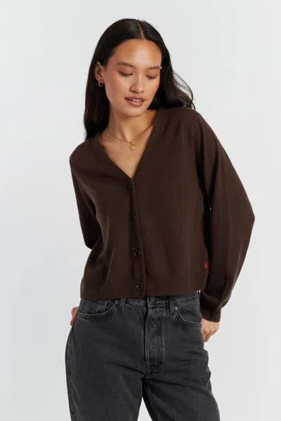 Chinti & Parker Chocolate Wool-cashmere Cropped Cardigan In Brown