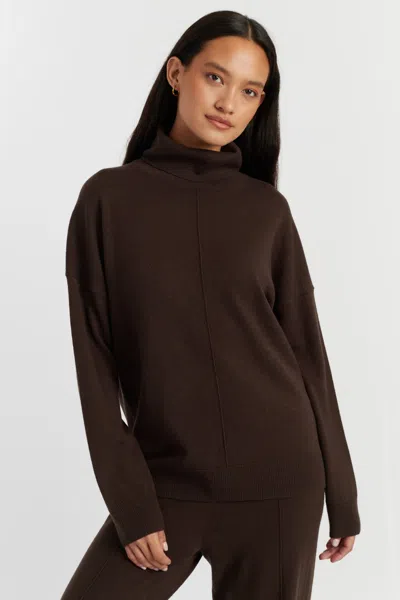 Chinti & Parker Chocolate Wool-cashmere Relaxed Rollneck Sweater In Brown