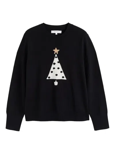 Chinti & Parker Christmas-tree Polka-dot Sweater In Black