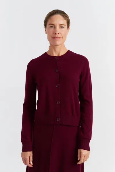 Chinti & Parker Claret Wool-cashmere Crew Neck Cardigan In Red