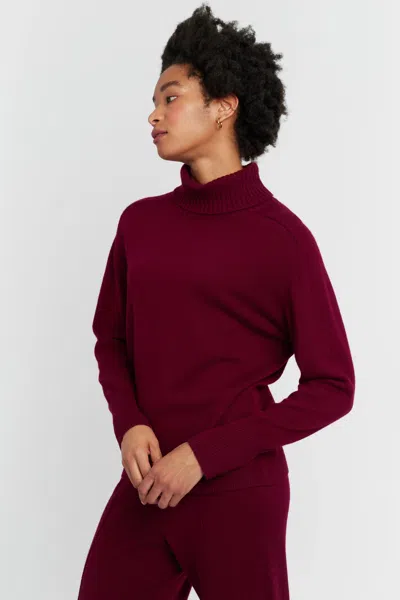 Chinti & Parker Claret Wool-cashmere Raglan Rollneck Sweater In Red