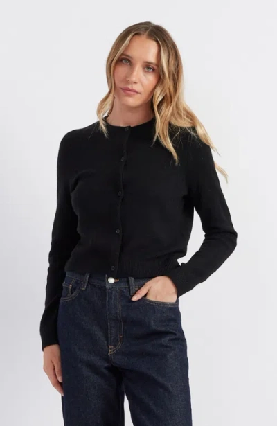 Chinti & Parker Cloud Cashmere Cropped Cardigan In Black