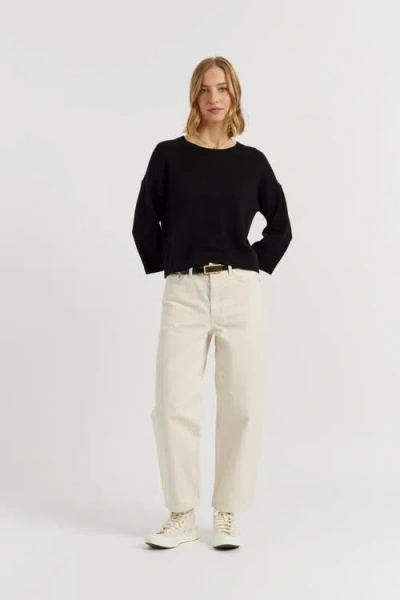 Chinti & Parker Cloud Cashmere Cropped Sleeve Sweater In Black