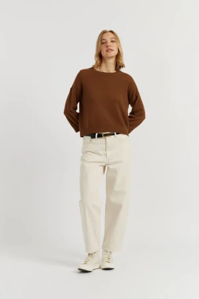 Chinti & Parker Cloud Cashmere Cropped Sleeve Sweater In Brown