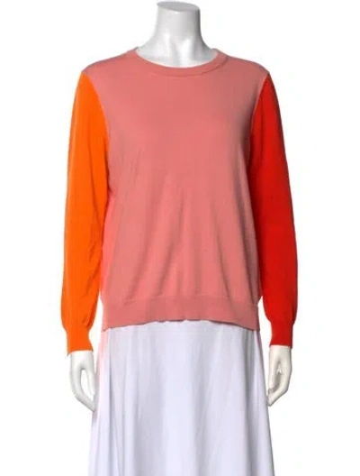 Pre-owned Chinti & Parker Colorblock Pattern Crew Neck Sweatshirt In Orange