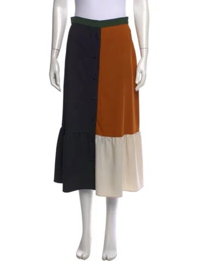 Pre-owned Chinti & Parker Colorblock Pattern Long Skirt In Black