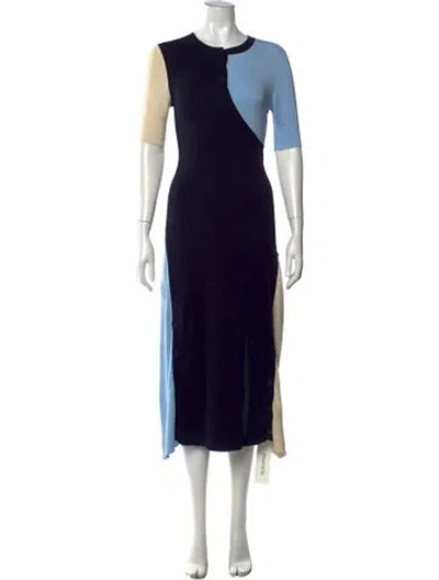 Pre-owned Chinti & Parker Colorblock Pattern Midi Length Dress In Black