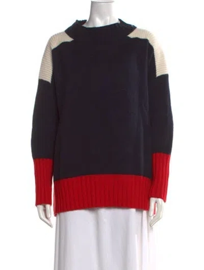 Pre-owned Chinti & Parker Colorblock Pattern Mock Neck Sweater In Black