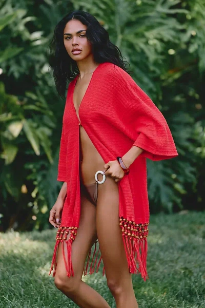 Chinti & Parker Cotton Beaded Fringe Cover-up In Brown