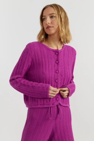 Chinti & Parker Cotton Crochet Cardigan In Purple