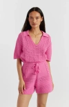 Chinti & Parker Cotton Crochet Shirt In Pink