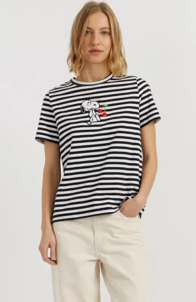 Chinti & Parker Cotton Snoopy Breton Cherry T-shirt In Multi