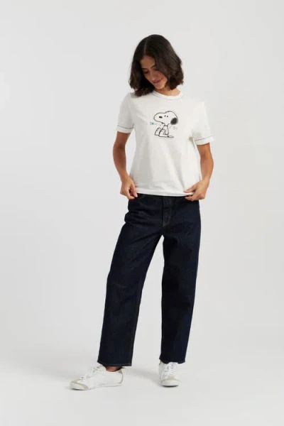 Chinti & Parker Cotton Snoopy Embroidered T-shirt In Cream