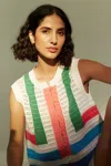 Chinti & Parker Cream Cotton Capri Vest In Multi