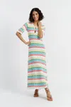 Chinti & Parker Cream Cotton Chevron Stitch Dress In Multi