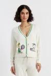Chinti & Parker Cream Cotton Peanuts Racquet Club Cardigan In White