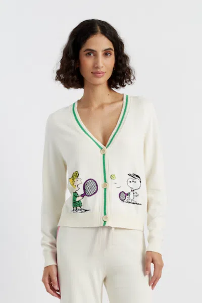CHINTI & PARKER CREAM COTTON PEANUTS RACQUET CLUB CARDIGAN