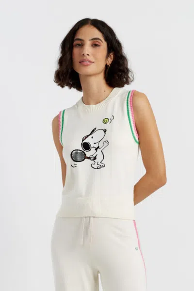 CHINTI & PARKER CREAM COTTON PEANUTS RACQUET CLUB TANK